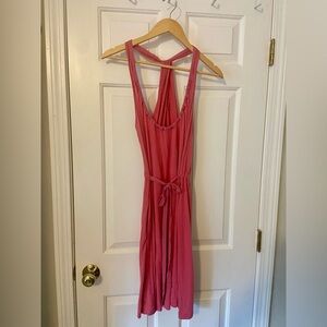 Theory Pink Racer Back Long Top with Silk Tie and Pockets